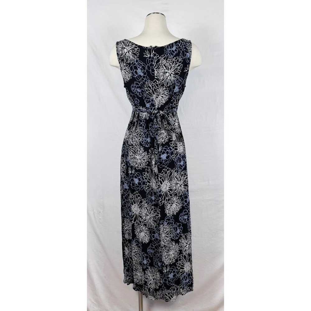 Old Navy Y2K Floral Maxi Dress 14 Blue Sleeveless Tie Back Dark Fairy Feminine - Picture 5 of 10